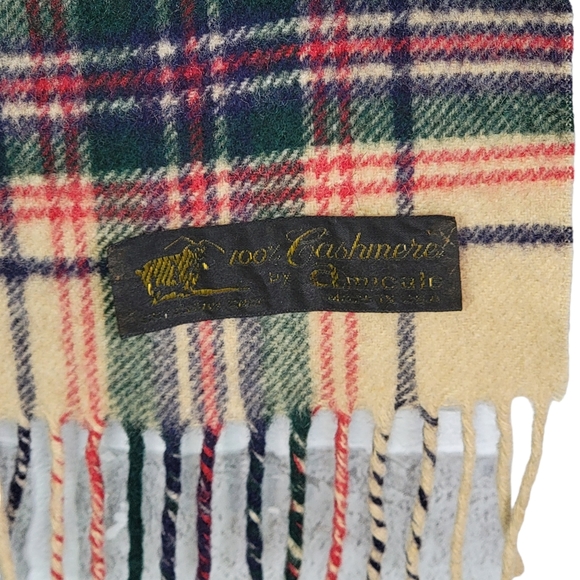 100% Cashmere Vintage Plaid Cold Weather Winter Light Weight Scarf OS - Picture 9 of 11